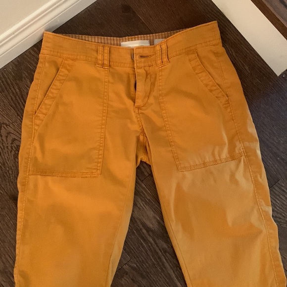 Anthropologie Hei Hei Darby Moto roll up utility chino pants mustard size 25 - Picture 5 of 8